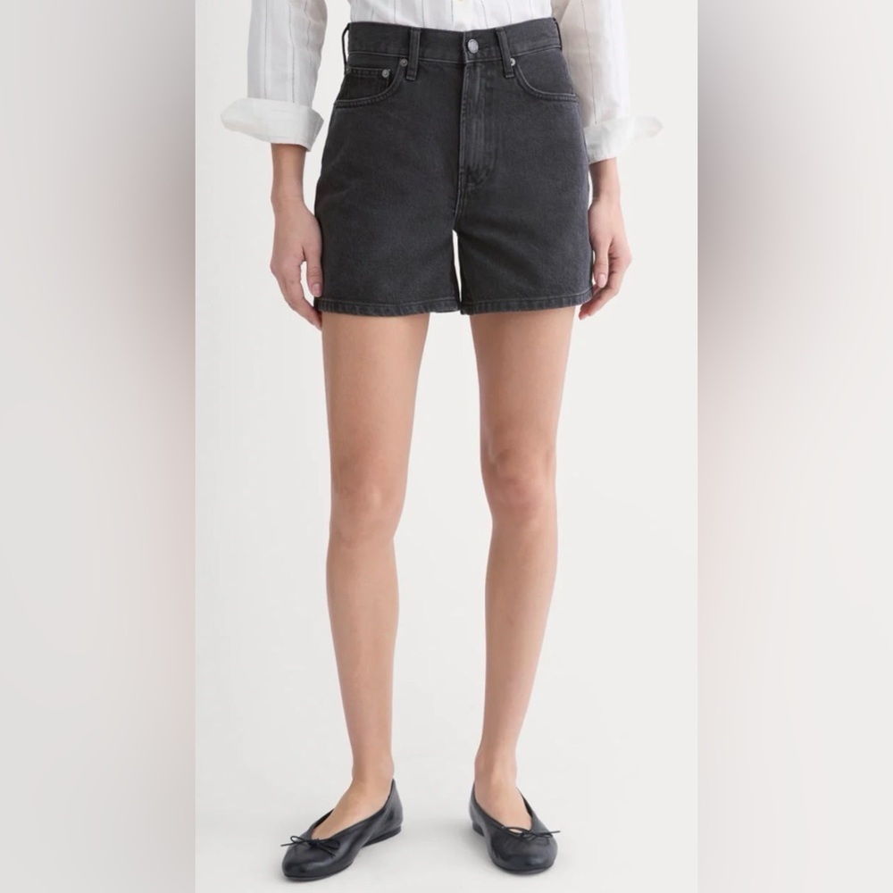 EVERLANE..Way high A-line Denim Short…washed black…size 28. GUC